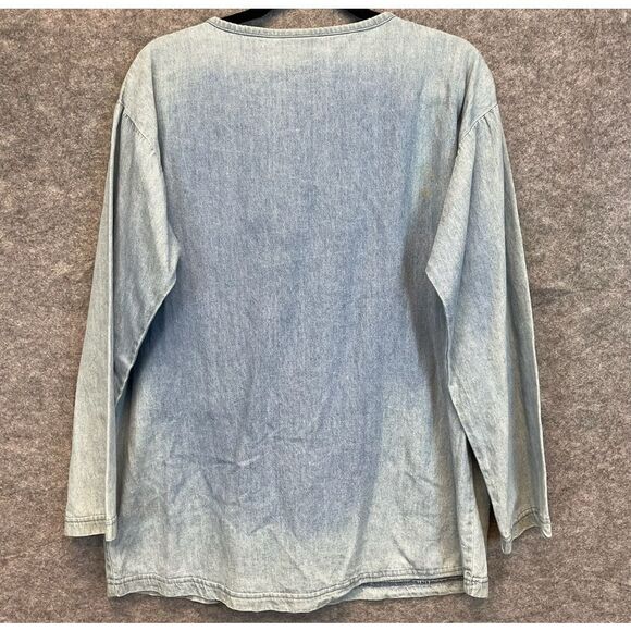 Vintage MISS & MRS Outfit Set Women's Medium Blue Cotton Denim Studded Fringed - Picture 9 of 14